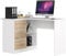 AKORD Eck-Schreibtisch B-16 mit 3 Schubladen und 2 Ablagen | Schreibtisch | ecktisch | Eck Schreibtisch für Home Office | Einfache Montage | B124 x H77 x T85, 48 kg Weiß & Sonoma-Eiche Front