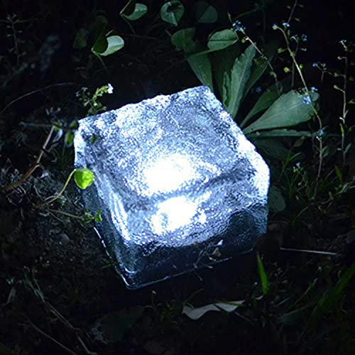 2 Stück Solar Glas Pflastersteine Bodenleuchten, Solar Bodeneinbauleuchten Eckig, Wasserdicht IP65, Automatische Ein/Aus, Wegbeleuchtung Solarlampen Für Garten, Hof, Terrasse Deko,Cold white