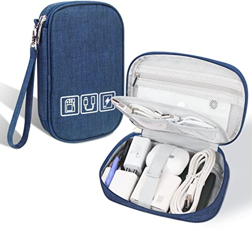 Skycase Kabeltasche,Elektronische Tasche Elektronikzubehör Organizer Tragbare Kabelorganizer,Reise Kabel Etui Organizer Tasche für Elektronische,USB Sticks,Powerbank,SD-Karte,Ladekabel,Blau