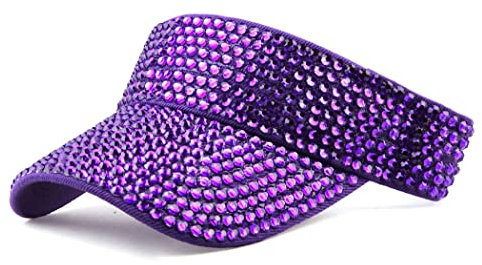 Gudessly Visière de sport réglable avec strass brillants pour homme et femme, violet