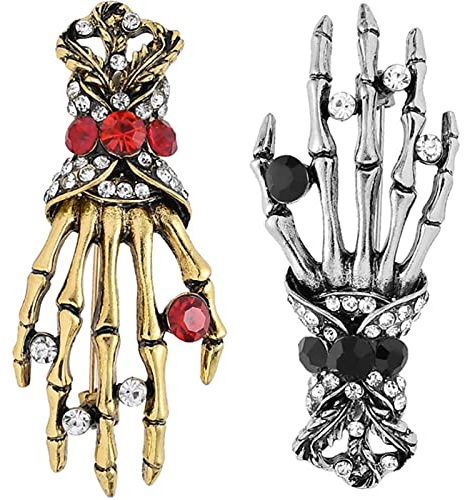 Halloween Brosche,Saijer Halloween Pin Schädel Abzeichen Gothic Broschen Anstecknadel Vintage Strass Brosche Pin Kristall Brosche Damen Broschen Für Kleidung für Kleid Anzug Schals Rucksäcke (2PC)