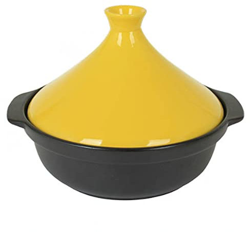 Moroccan Tagine Pot, Mini Tagine Cooking Casserole Pot, Ceramic Casserole Pot, Tagine Cooker Slow Cooker for Cooking and Stew,Yellow-Small