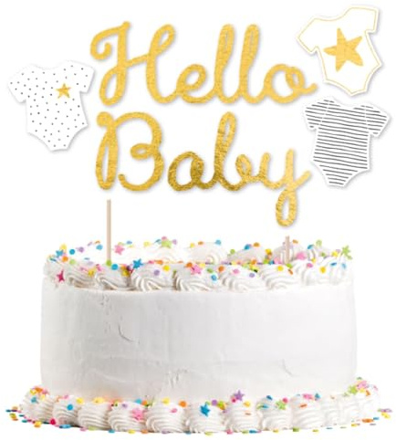 Amscan Kuchen Deko * HELLO BABY * für die Kuchendekoration bei Party und Geburt | Gender-Neutral, 21x18cm | Gender Mottoparty