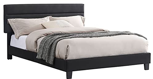 CARO-Möbel Polsterbett Clifton 140x200 cm, Bett Stoff Bezug in schwarz, Einzelbett im skandinavischen Stil, bequemes gepolstertes Bett, Jugendbett inkl. Lattenrost