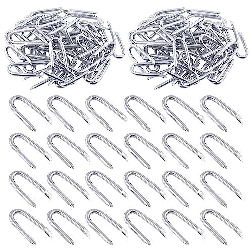 Swpeet 200pcs 5/6 - 0.14 × 1.18 clous de fil d'acier, clôtures enroulées de fil de béton, clous de clôture, clous en U de clôture, barbelés et clôtures tressées