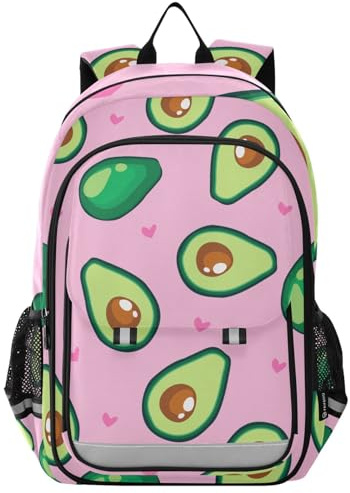 ISAOA Modischer Damen-Rucksack, niedliche Avocado-Herz-Schultasche für Mädchen, Kindergarten, große Büchertasche, leichter und wasserabweisender Kinderrucksack., rose, One size