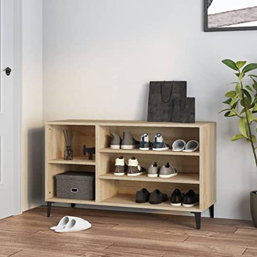 FIRBNUS Schuhregal Sonoma-Eiche 102x36x60 cm Holzwerkstoff Schuhorganizer Stauraum Schrank Schuhaufbewahrung Schuhschrank Holz Shoe Rack Holzschrank für Eingang Flur Praktische & Elegante Design