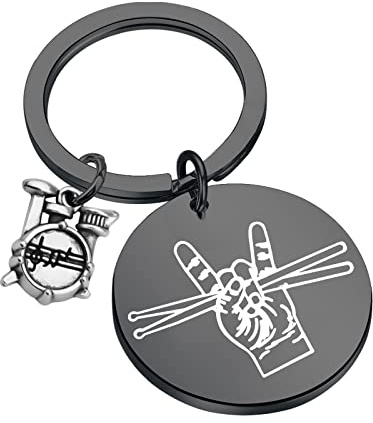 PLITI Porte-clés pour batteur - Cadeau pour musicien - Baguette et kit de batterie - Bijoux de percussion - Cadeau pour batteur - Cadeau pour percussionniste