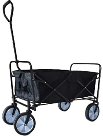 Trendi® Folding Wagon, Multi-Purpose Utility Cart - Collapsible, Height Adjustable & Foldable Handcart for Shopping, Gardening, Outdoor, Camping, Fishing, Beach Wagon, Trolley on Wheels (Black)