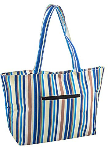 HOMESHOPA Insulated Picnic Cooler Bags, Wide Open Insulated Lunch Bags, Water-Resistant Thermal Leakproof Lunch Box Tote Bag, Portable Reusable Cool Bag for Men Women Work/School/Picnic (Blue/Beige)