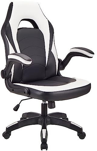 T-THREE.Gaming Chair, PU Leather Ergonomic Office Chair Swivel Office Chair with Lumbar Support, Executive Chair for Adults with upholstered armrests and seat Cushion, for Home Office(WHITE)