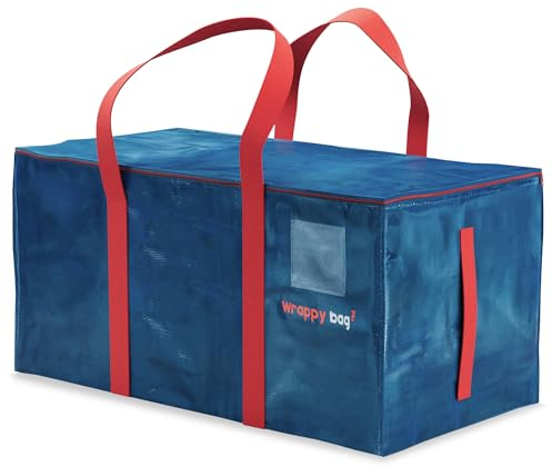 WRAPPYBAG lote de 6 bolsas grandes de almacenamiento de plástico - Bolsas XXL para mudanzas y viajes - Resistentes, gruesas e impermeables con asas reforzadas - Para ropa y ropa de cama - 75x36x38 cm