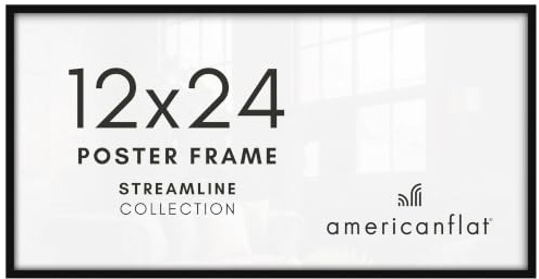 Americanflat 12x24 Picture Frame with Polished Plexiglass - Streamline Collection - Thin Border Picture Frame for Wall Display - Hanging Hardware Included - Black