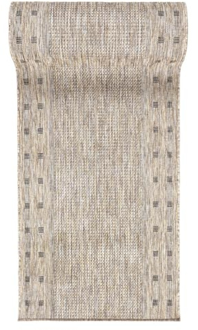 Mazovia In-& Outdoor Läufer Balkon 60x700cm Creme Einfarbig Wetterfest | In-& Outdoor Teppichläufer für Flur Küche Terrasse Garten Beige Pflegeleicht UV-Beständig Minimalistisch Verkauf pro Meter
