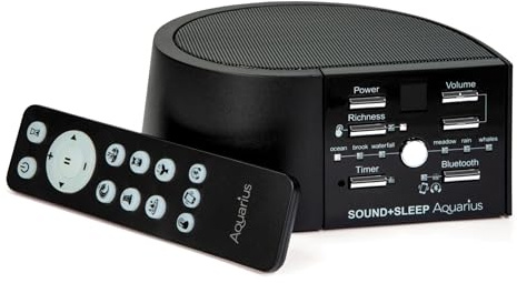 „Adaptive Sound Technologies“ Sound+Sleep Aquarius Aquatic Non-Loop tragbares Sound-Schlafgerät und Bluetooth-Lautsprecher mit 18 beruhigenden Wassergeräuschen und Sleep-Timer, reisefreundlich für Zu