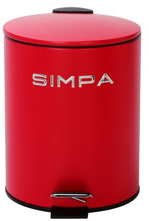 simpa 5L 5 Litre Matt Red Slim Soft-Closing Pedal Dustbin.
