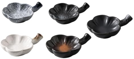 PRETYZOOM 5 Stk Pflaumenblumenschale mit Griff Essiggericht Essenstabletts japanische Snacks Snackgericht für den Haushalt Gewürzteller mit Griff Senf Snack-Platte China Container Keramik