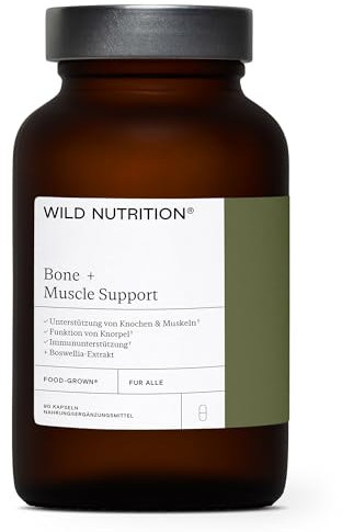 WILD NUTRITION Food Grown Bone + Muscle Support Tablets | Nahrungsergänzungsmittel für Knochendichte - zur Unterstützung von gesunden Knochen, Muskeln, Gelenken und Zähnen, Kalzium, 90 Kapseln