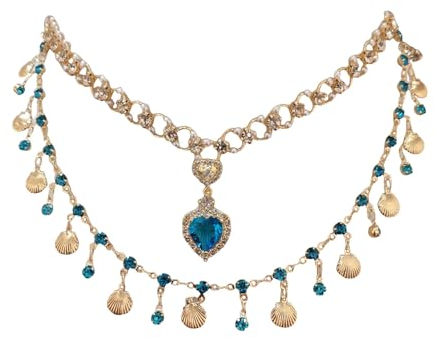 Link Kette Link Collier Strand-Aquamarin-Diamant-Quasten-Halskette, Aquamarin-Zirkonia-Quasten-Halskette, stapelbar, Haute Sense-Sommerkette, Vintage-Schlüsselbeinkette Halsketten (B-Blue, One Size)