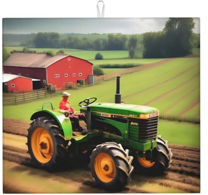 Abtropfmatte für Küchentheke mit Traktor-Farm-Muster, Abtropfmatte für Kaffeemaschine, Abtropfmatte