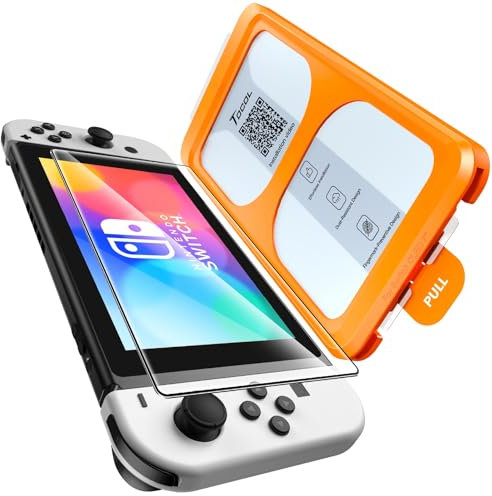TOCOL Verre Trempé pour Nintendo Switch OLED, Dépoussiérage Automatique, Installation Rapide, Dureté 9H Résistant aux Rayures, Sans Bulles, Anti-Traces de Doigts