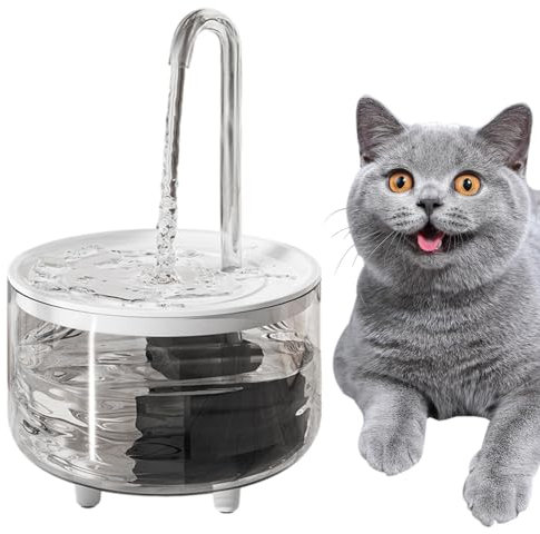 Katzenwasserbrunnen - Trinkbrunnen für Katzen, Wasserhahn-Design, Wasserbrunnen Katzennapf, batteriebetrieben, kabellos, 1 l, automatische Abschaltung, klarer Wasserstand für Haustiere