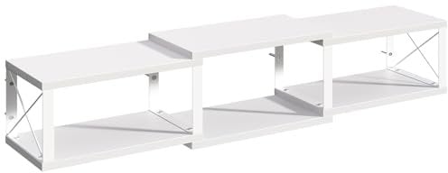 MAHANCRIS Floating TV Unit, TV Stand Cabinet with Storage, TV Shelf for Wall for Under TV Storage, Wall-Mounted Entertainment Console Center for Living Room, Bedroom, White ATVBW10101