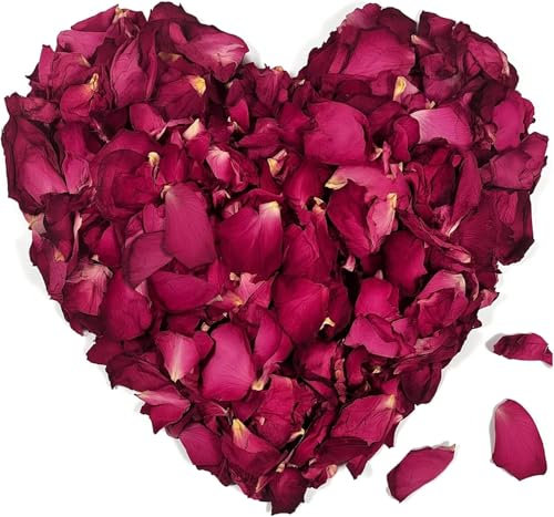 HXJDAM 250g Dried Rose Petals, Rose Petal Confetti, Biodegradable 100% Flower Petals, Rose Petals For Bath Wedding Confetti Birthday Party Proposal DIY Crafts Accessories