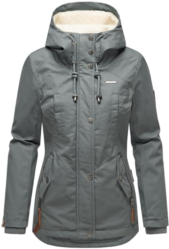 MARIKOO Damen warme Winterjacke mit kuscheliger Kapuze Bikoo Stormy Blue Gr. L