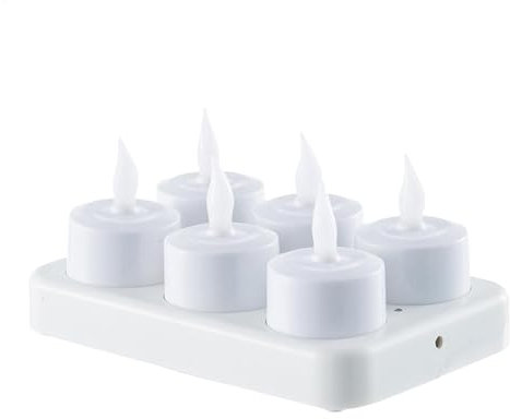 Rechargeable Tea Lights - Easy to Use Rechargeable Tea Lights, Elegant Design Rechargeable Tea Lights | Rechargeable USB Tea Lights Candles Battery Operated, with Charging Station and USB Cable
