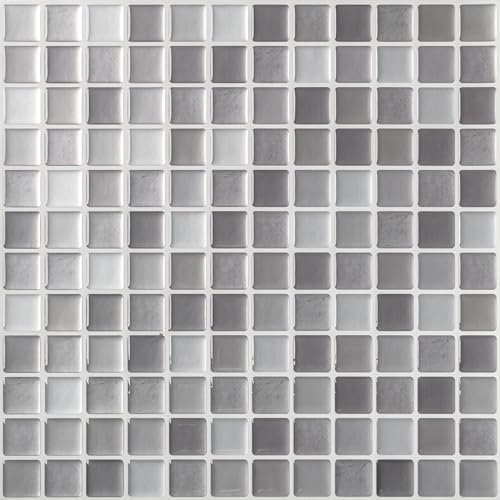 Hode Azulejos Adhesivos Cocina Baño Mosaico Gris, Decoracion Baldosas Adhesivas Pared, Impermeables Vinilos Baño Cocina Azulejos, Vinilo Adhesivo Pared 4 Piezas, 23.6x23.6cm