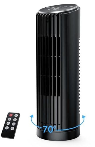 PNTCK Ventilateur colonne de Tour avec Télécommande, 33 cm Ventilateur ultra silencieux(24 dB) - 4 Modes & 4 Vitesses, Oscillation 70°, Minuterie 12H, Affichage LED, Fonction Automatique avec Capteur