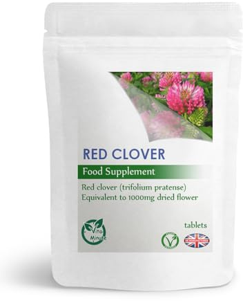 100 x Red Clover 1000mg Tablets (Vegan) Menopause and Hot Flushes Support, Hormone Balance