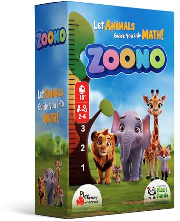 Playever Wherever Zoono – Lustiges Mathe-Kartenspiel für Kinder ab 3 Jahren | Lernspiel mit Zahlen & Tieren | Gesellschaftsspiel für 2-4 Spieler | Fördert Aufmerksamkeit & Zählfähigkeit