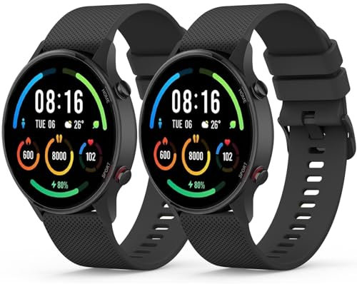 YLK 2 Pezzi Cinturino per Xiaomi Watch S1 Active/S1/ S3/ Watch 2, 22mm Cinturino in Silicone per Xiaomi Mi Watch Color Sport per Uomo e Donna (1Nero+1Nero)