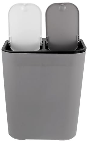 NOLITOY Poubelle Double 15l Couvercle Poubelle Cuisine En Plastique Système De Séparation Humide Et Sèche Et Bureau Rangement Déchets Recyclés Et Organiques