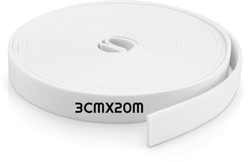 Xuniea 2 Selbstklebend für Ausgleichsmasse Randdämmung Behnfugenband Randdämmstreifen Weiß Estrich Randdämmstreifen Selbstklebend Dehnfugenband Trennwandband Fußbodenheizung(3 cm x 20 m)
