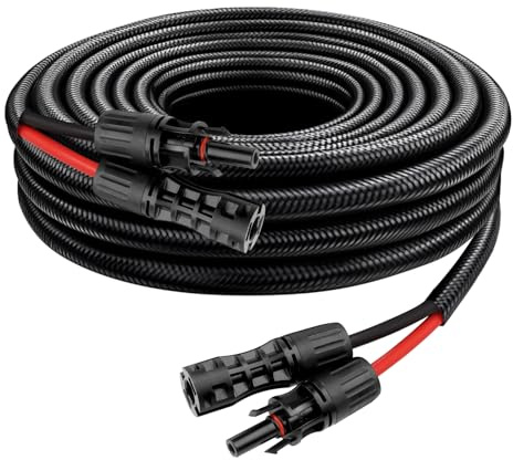 XRDS -RF Solarkabel 3 m, 8 AWG Solar-Verlängerungskabel mit männlichen und weiblichen Solarsteckern, flammhemmende Schutzhüllen, Solarpanel-Kabel, wetterfester PV-Draht für Solarpanel-Verbindung
