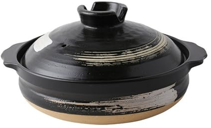 Japanese Ceramic Black Casserole Clay Pot with Lid - Heat-resistant Ceramic Pot, Soup Pot, for Home Cooking, Stew for Dinner(3l)