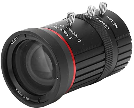 Fockety Kameraobjektiv, Manuelles 5‑50 Mm F1.6 C-Mount-teleobjektiv MIT Weitwinkel und 5 MP BrennweiTe, Professionellen Hd-telezoomobjektiv für Industriekameras, Heimternwachungskameras