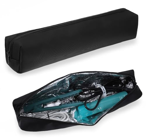 Xindojuz Professional Hot Hair Tools Travel Bag, Portable Heat Resistant Storage Organizer Case Pouch for Curling Irons, Flat Irons, Hair Dryers Women Travel Essentials (Black, 17.32 x 3.54x 3.54)