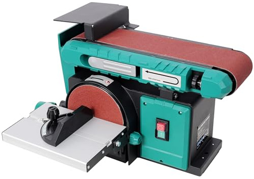 4 x 36 Bandschleifer und 6 Tellerschleifer, Tisch-Band- und Tellerschleifer mit verstellbarer Neigung von 0–90° und 0–45° Abschrägungstisch, Schleifmaschine für Holzbearbeitung