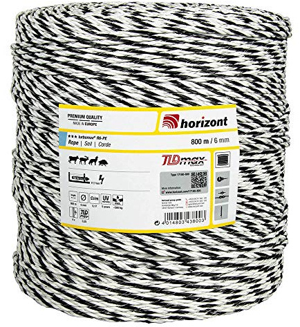 Seil ´TURBOMAX R6-PE´, 6mm, schwarz-weiß 800m
