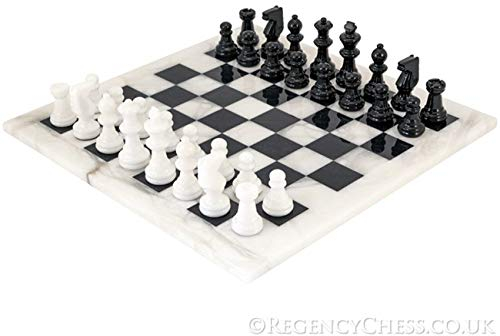 Schwarz und weiß Alabaster Schach Set 36.8cm