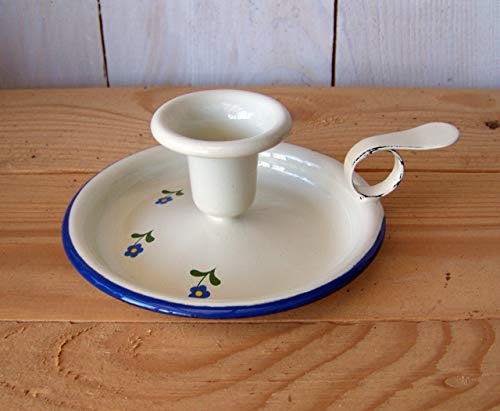Münder Emaille - Kerzenleuchter / Kerzenständer - Blümchen - Ø 13 cm