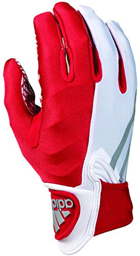 adidas Crazyquick 3.0 Adult Padded Receiver's Football Gloves, White/Red, XX-Large