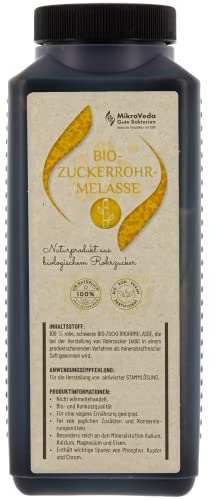 MikroVeda Bio Zuckerrohrmelasse 1l, Melasse aus 100% Zuckerrohr, Rohrzucker mit Mineralien, ideal für Mikroorganismen