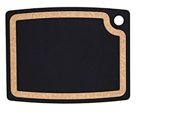 TopGourmet Gourmet Series Schneidebrett mit Saftrille, Pressholz, 37,5 x 27,5 x 0,93 cm, natur/schwarz