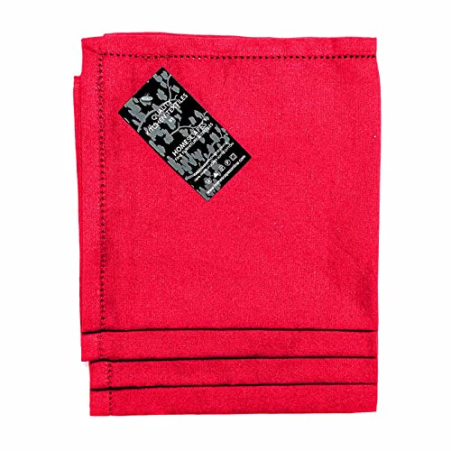 HOMESCAPES 4er-Set rote Stoffservietten 45x45 cm, hochwertige Servietten waschbar, Festliche Tischservietten aus 100% Baumwolle