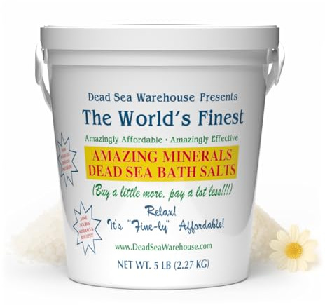 Dead Sea Warehouse-Amazing Minerals Dead Sea Bath Salts,100% Full Mineral Therapeutic Bath Salts, Detoxifying & Moisturizing, Exfoliating for Dry Skin, Unscented(5 lbs)